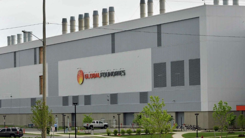 Exterior view of a GlobalFoundries chip manufacturing plant