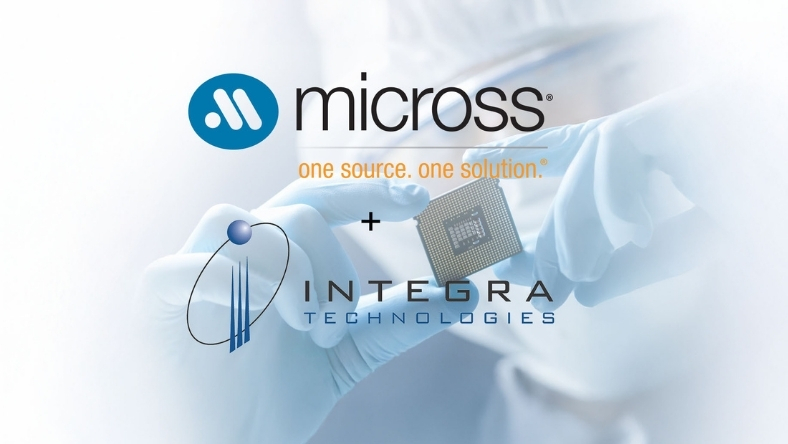 Micross and Integra Technologies logos with semiconductor chip